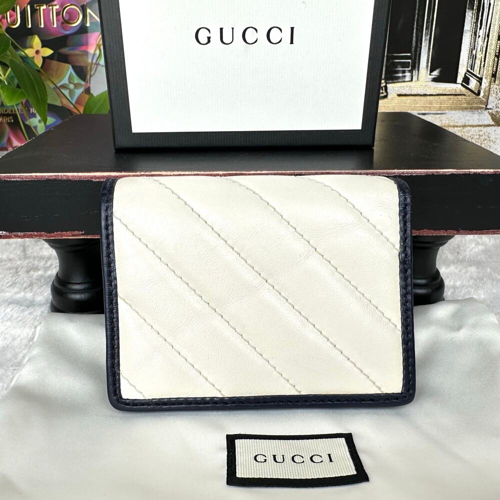Gucci Marmont cream and blue Leather Compact Wallet RARE! - Picture 2 of 16